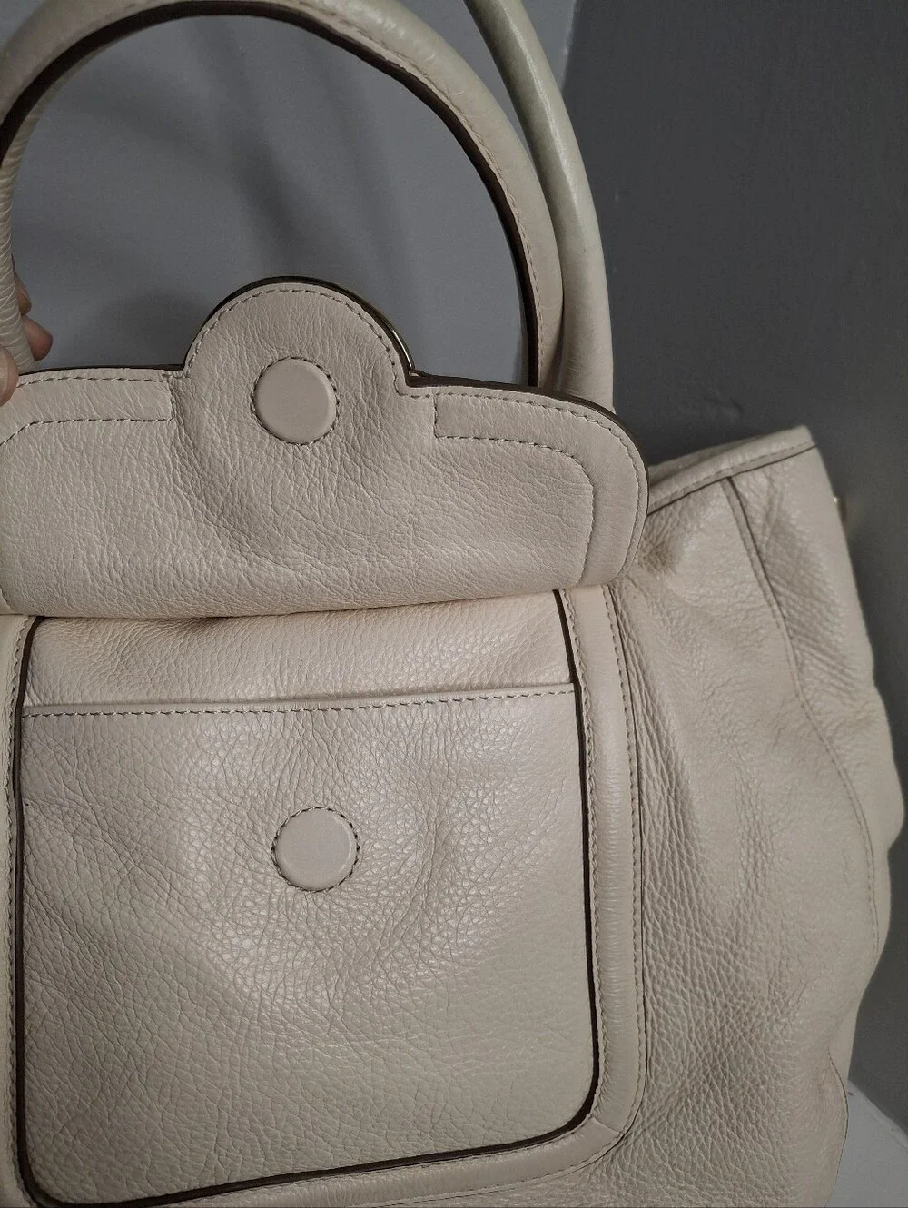Tory Burch Amanda Classic Hobo Pebbled Leather Ivory Convertible Tote